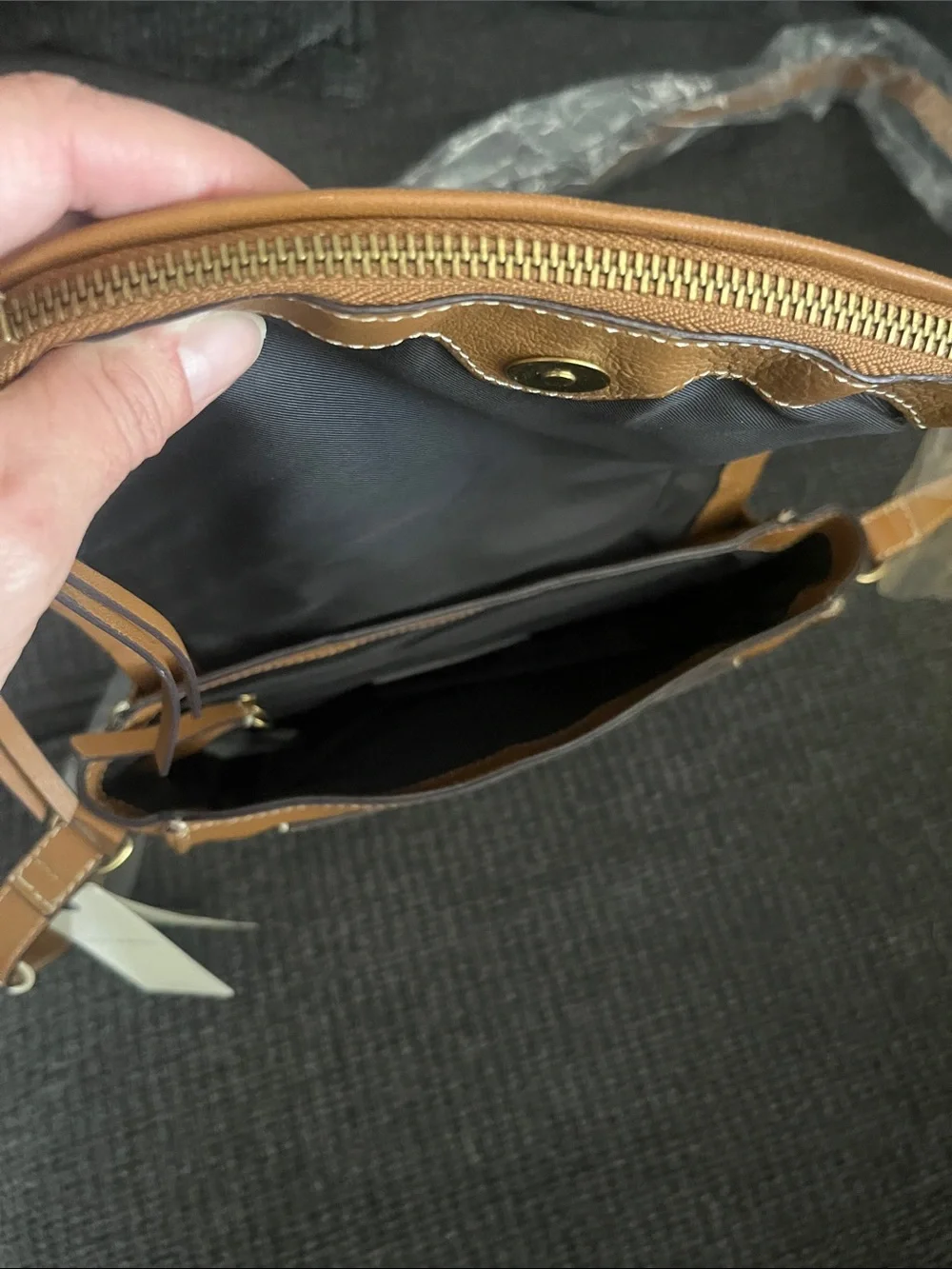 Lucky Brand Caramel Brown Saddle Crossbody Bag